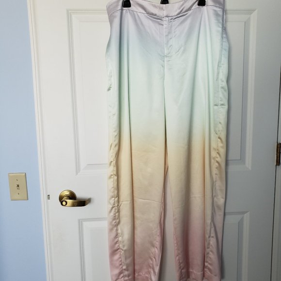 Eloquii Wide Leg Ombre Prism Satin Pants - Picture 1 of 9